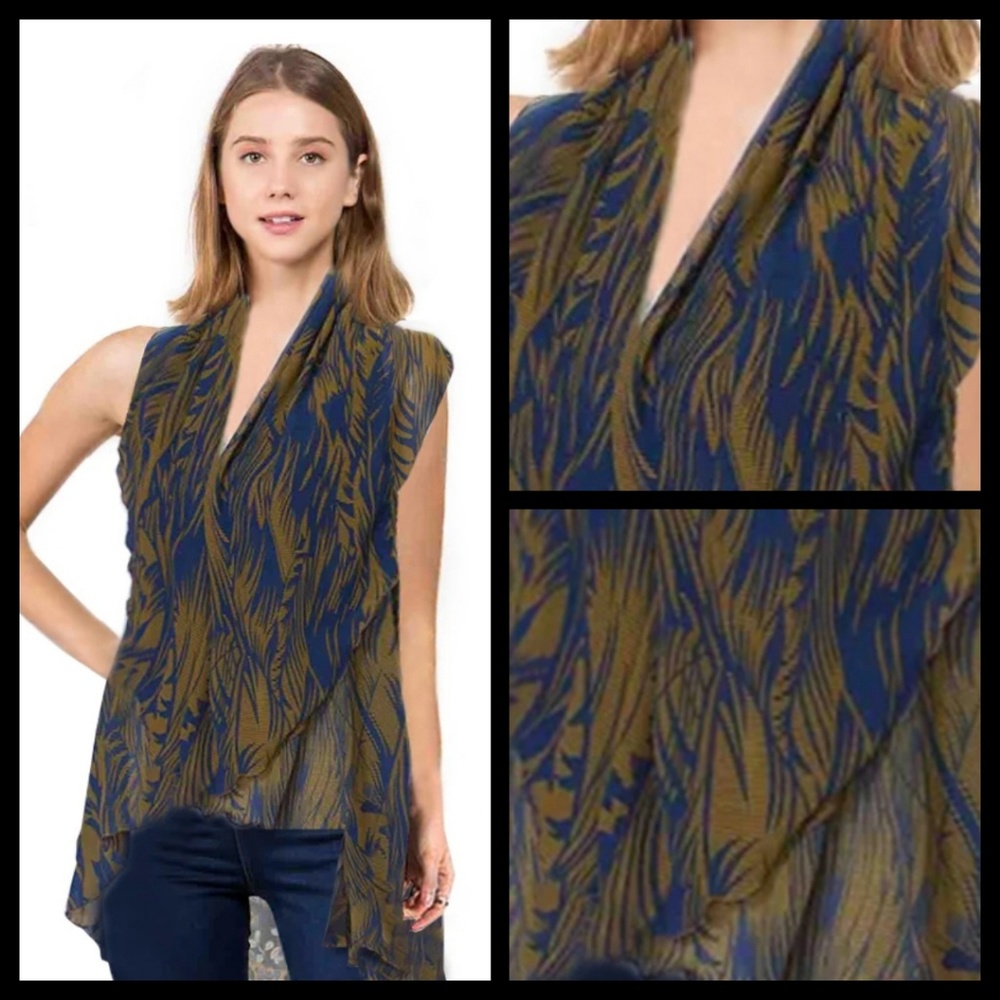 Unique Leaf Print Versatile Top